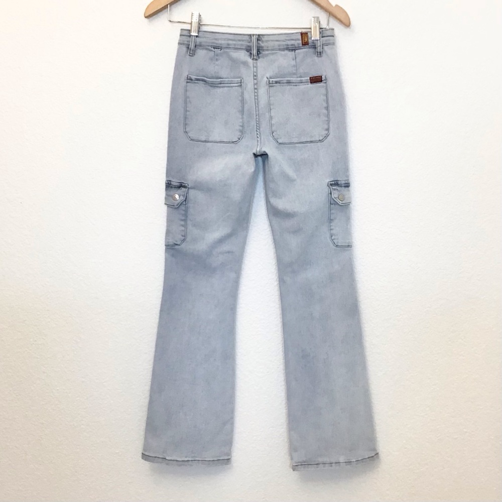 7 For All Mankind 14 Girls Original Bootcut Cargo Jeans Stretch 2024 Light Wash - Picture 4 of 8